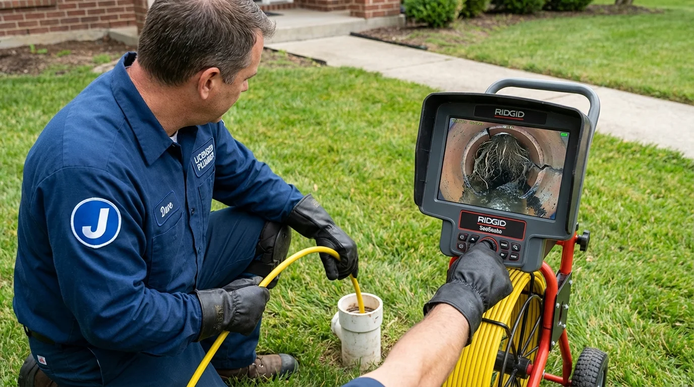 Sewer camera inspection being performed by Johns Plumbing LLC in Germantown